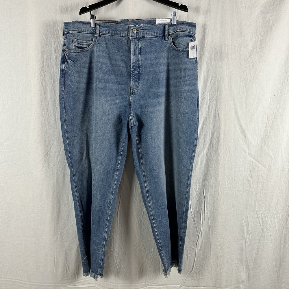 old navy jeans womens 24 sky hi straight extra high rise distressed buttonfly